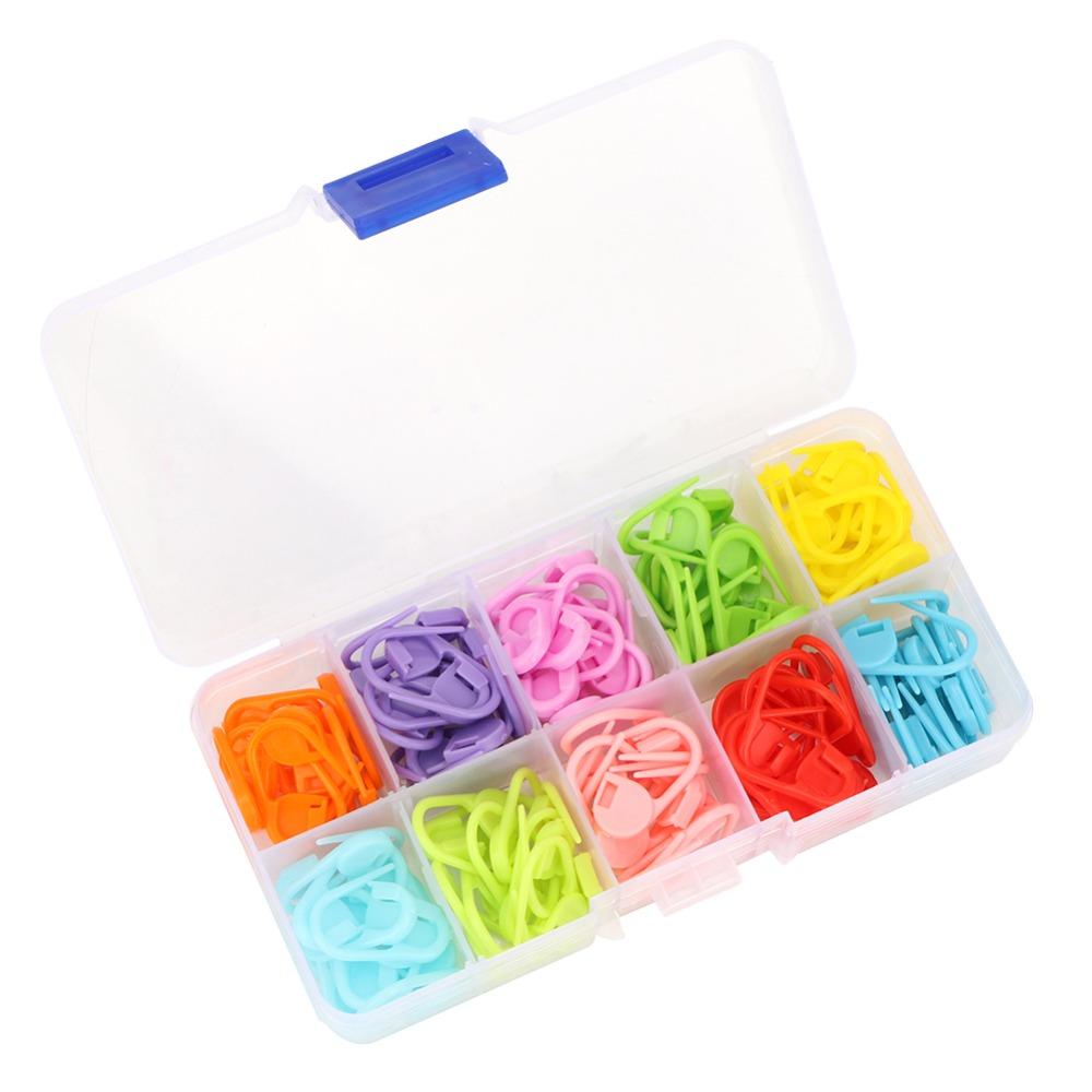 260pcs 10 Colors Knitting Stitch Markers Plastic Material Needle Clip Design Locking Stitch Markers Storage Case Included