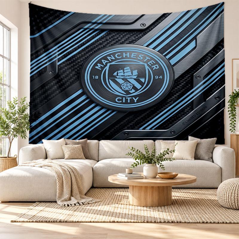 Manchester City Wandteppich, Weiches Stoff Wandbehang, Dekorative Kulisse Für Schlafzimmer Heim Wandkunst