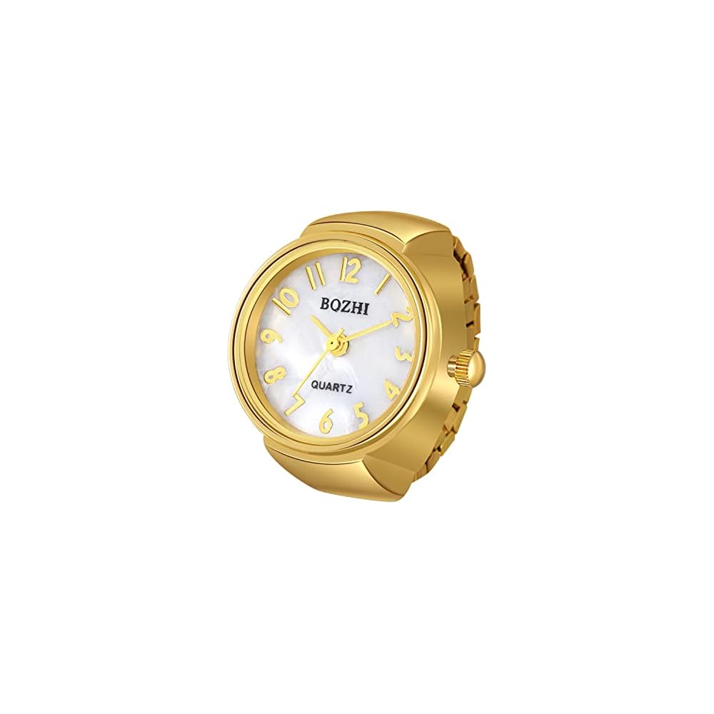 JewelryWe Shell Clock Ring Watch Free Size Analog Accessory Gold for Men and Women