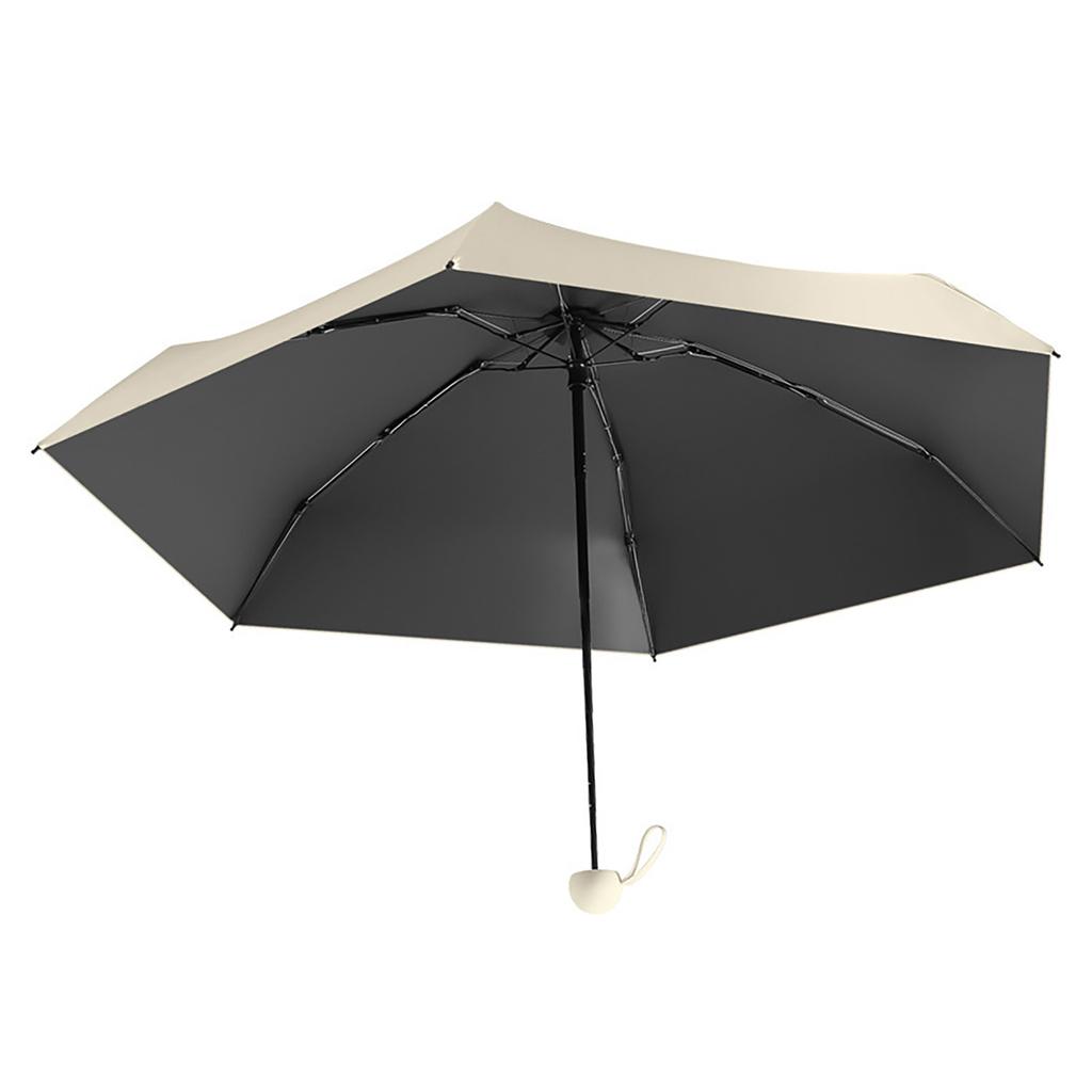 Sun Rain Folding Umbrella 5 Folding 6 Ribs Vinyl Mini Foldable UV Blocking Umbrella for Travel