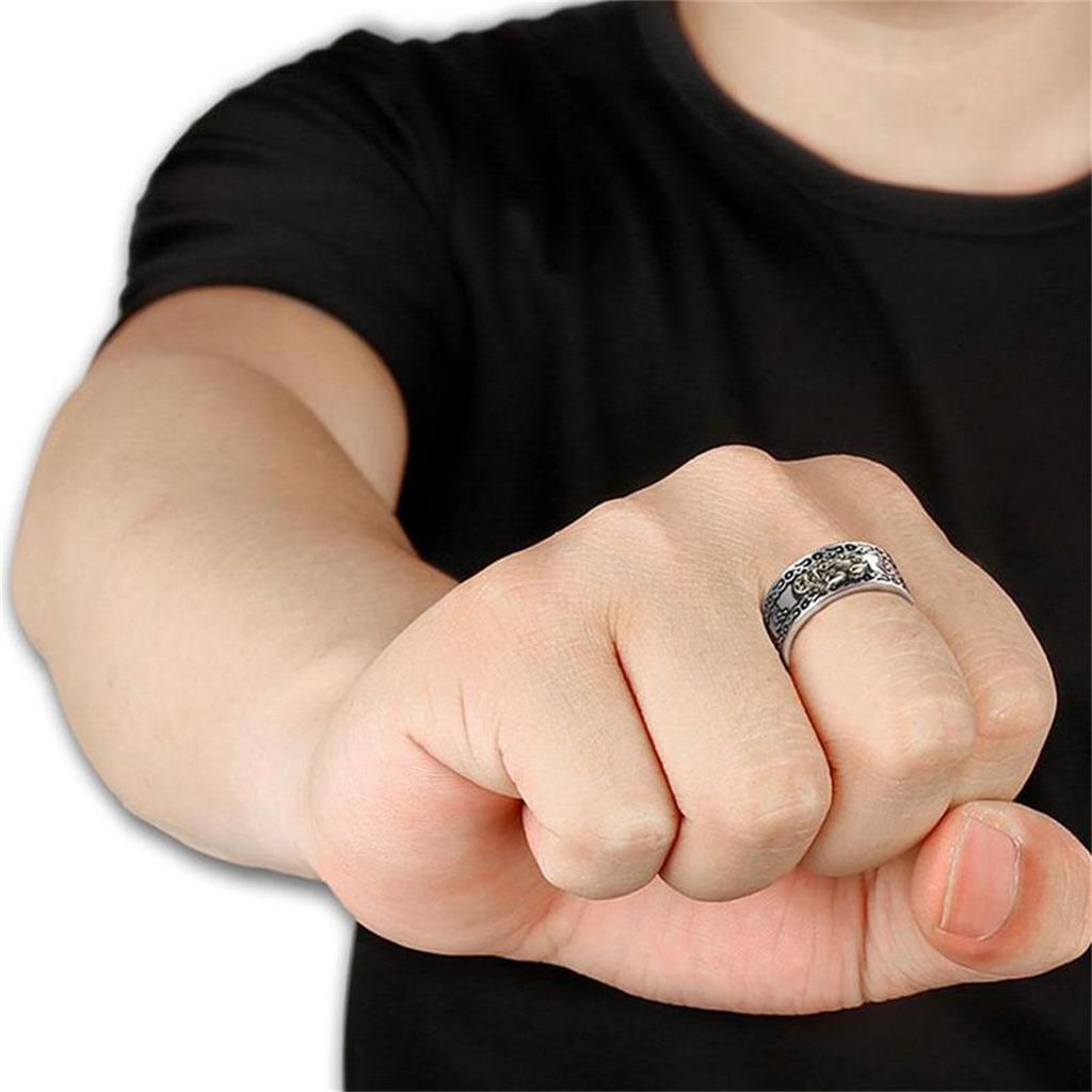 Anillos Chinos Pixiu de Feng Shui Para Mujeres Hombres Cobre Chapado en Plata Monedas Pi Xiu Anillo de Dedo Abierto Amuleto Riqueza Joyería de la Suerte