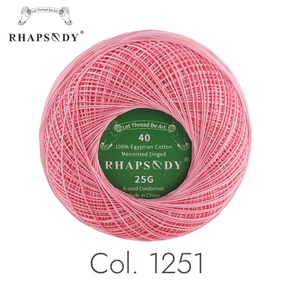Rhapsody Premium Cotton Crochet Thread Size 40 for Tatting Needlepoint Knitting Bobbin Lace Quilting Sewing Mercerized
