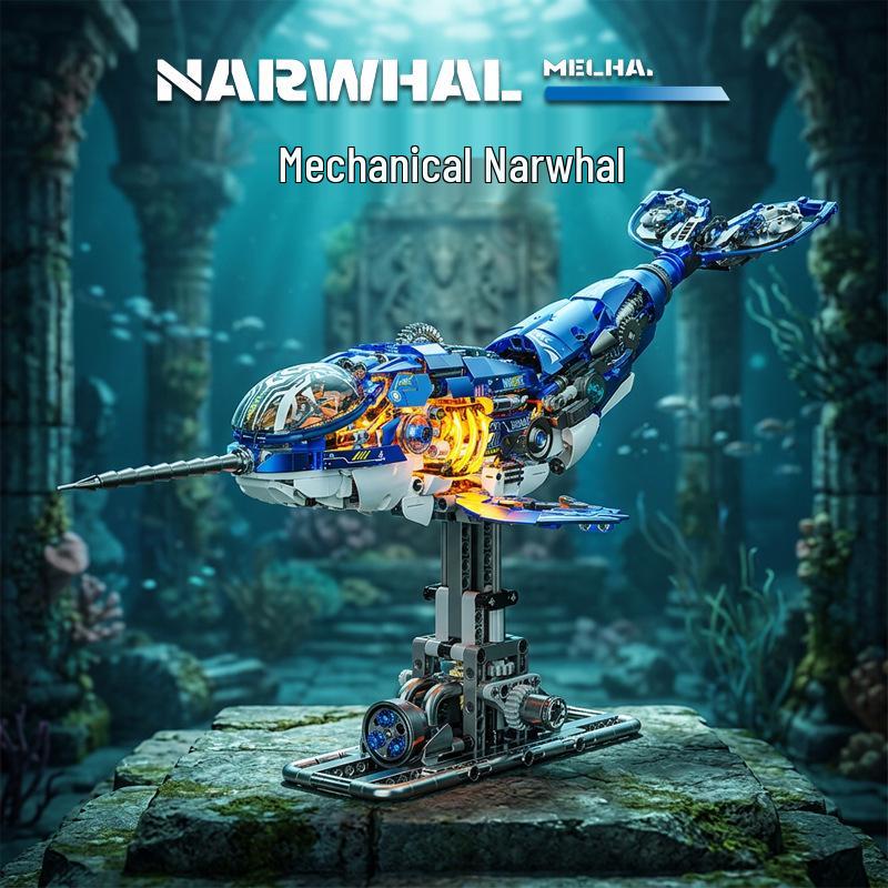 MeiJi 13059 Tier-Modellbausteine: Mechanisches Wal, Hai, Dinosaurier, Papagei, Gottesanbeterin Steckbausatz Spielzeug