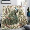 1Pc Peacock Print Flannel Blanket, High quality Comfortable for All Seasons, Home Decor, Warmth and Comfort, Perfect for Christmas Gifts W121