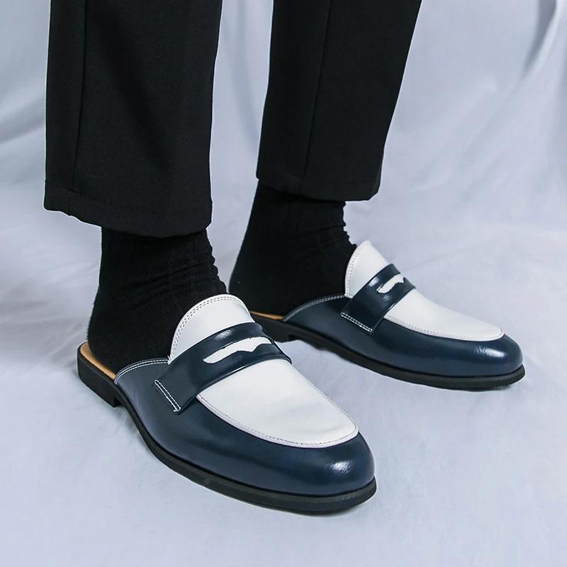 Fashion Men's half slippers Mules Shoes For Men's New British Style Corduroy Vamp Fashion Solid Daily Outdoor Homme Slippers Size 38-46