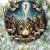 Metal Nativity Sign Christmas Wall Decor Embossed Holiday Art Living Room Bar Cafe