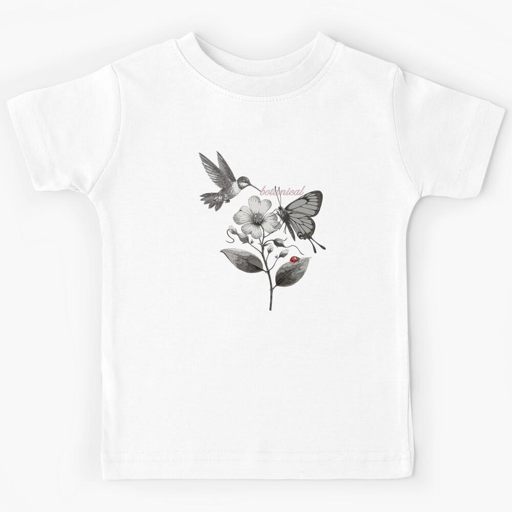 BIRDS, BUTTERFLIES, BOTANICAL, NATURE, HUMMINGBIRD, LADYBUG Kids T-Shirt 120