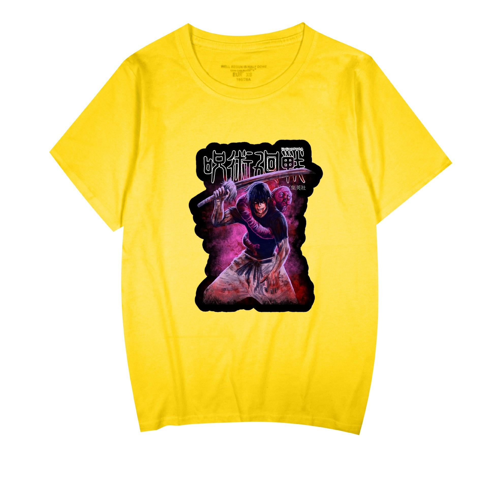 

Jujutsu Kaisen T-Shirt Cartoon Print Summer Clothing Short Sleeve Funny Casual Men Women Top XXS жовтий