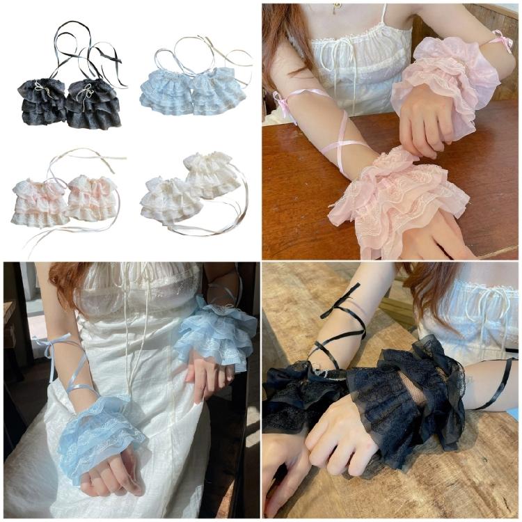 Fashionable Nostalgic Lace Detachable Arm Covers Comfortable Wear For Elegant Dress Event And Photo Shoots