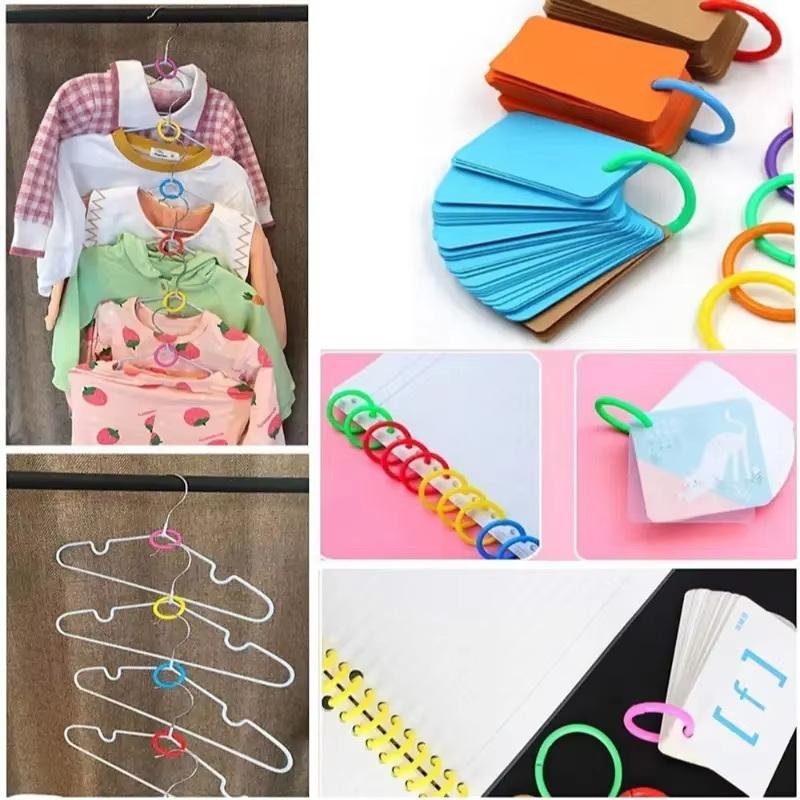 50 Stück 15 mm Bunte Plastik-Loseblattringe für DIY-Alben, Dokumentenbindung & Büroorganisation