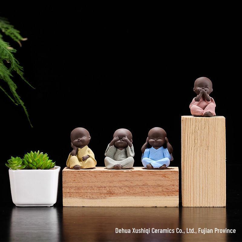 High-Volume Ceramic Four Monks Garden Bonsai Rockery Landscaping Ornaments