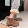 Tire thick-soled retro snow boots new winter short tube piled thickened warm non-slip heightening cotton shoes
