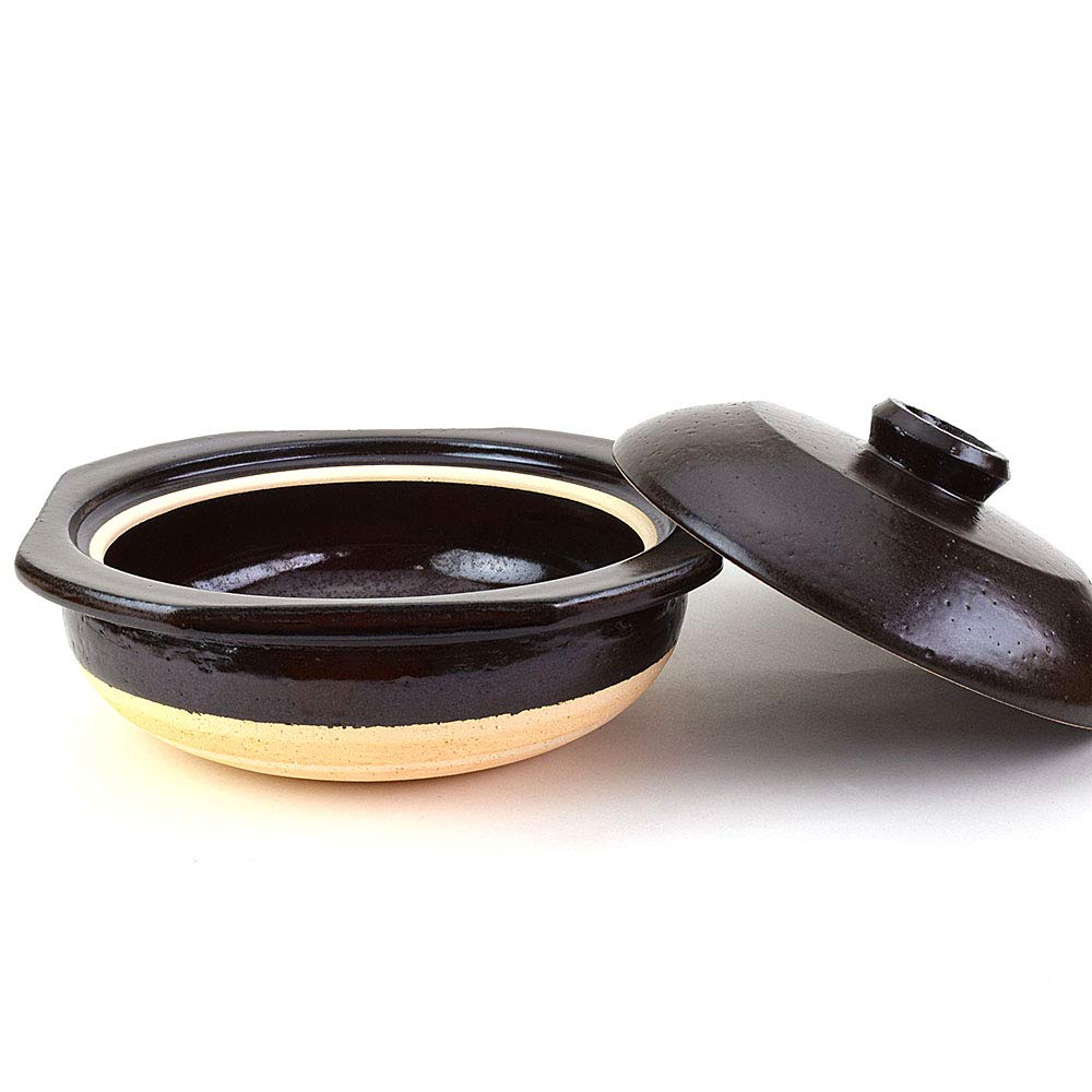 Yamasho Pottery Earthenware Pot, Size 9, Square Rim, Brown, 2000ml, Serves 4-5 People, Hang Out, Shigaraki Ware, Made In Japan, HG-S9br
