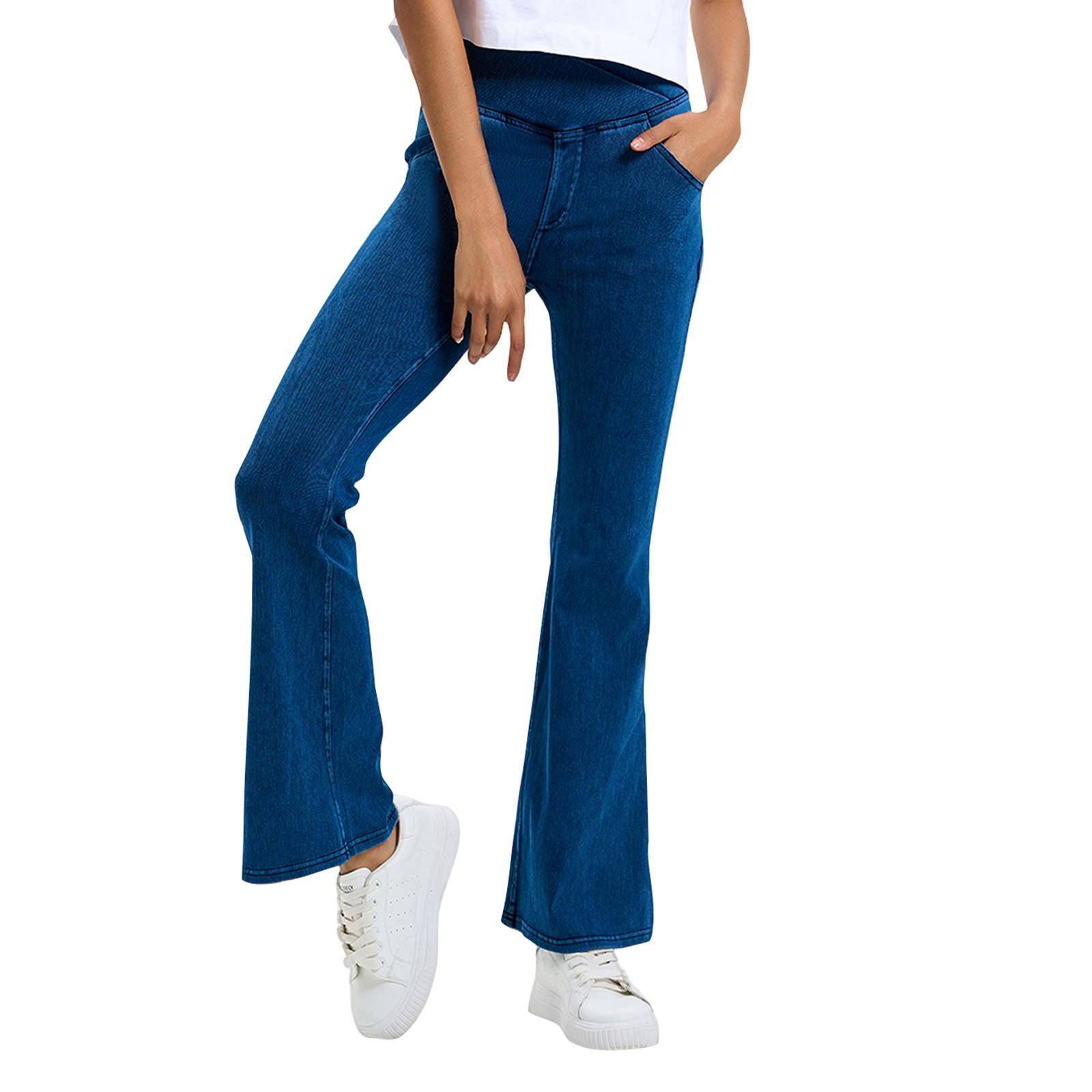 

Женские спортивные брюки для йоги из искусственного денима с высокой посадкой, утягивающие живот и приподнимающие бедра, фитнес-повседневные брюки XXL