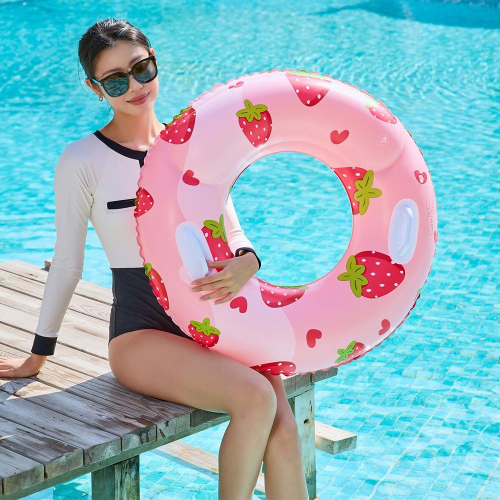 1Pcs Strawberry Swim Tube Inflatable Pool Float Pool Accessory Adult Swim Float Ring Summer Water Toys