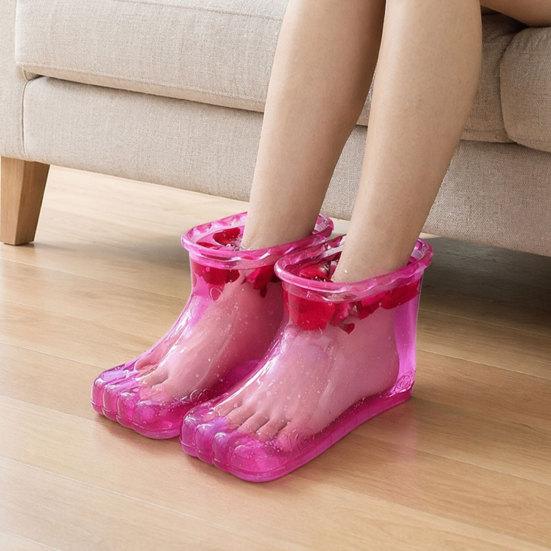 1 Pair Massage Foot Bath Shoes, Portable Feet Soaking Tub Feet Spa Shoes, Pedicure PVC Tall Foot Soaker for Foot Massage Relax