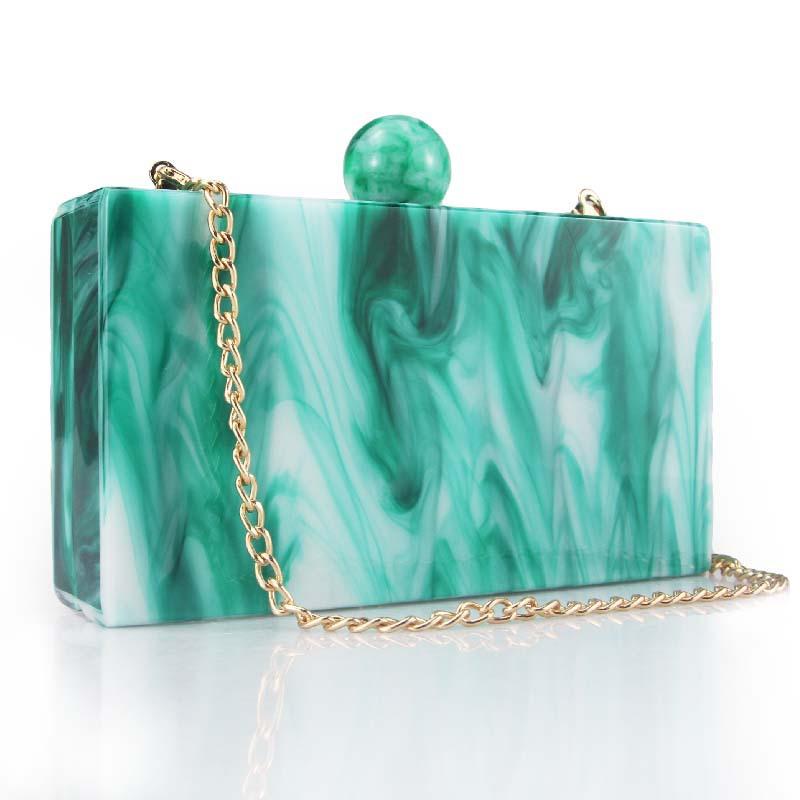 Acrylic Handbags Clutch Evening Bag Female Wedding Party Luxury Brand Designer Marble Square Shoulder Crossbody Women's Bags