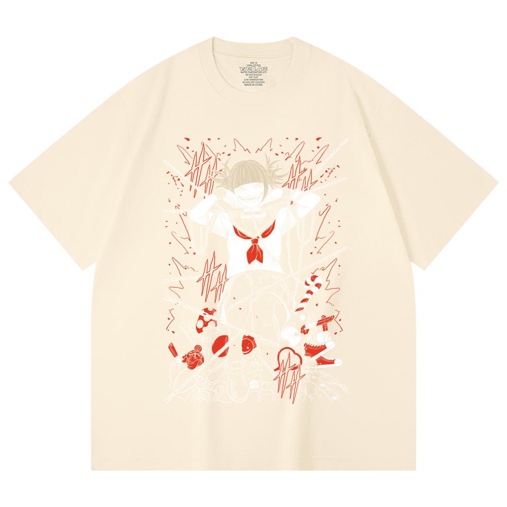 230 Gsm 100% Cotton My Hero Academia V8 Toga Print Unisex Heavy Cotton T Shirt