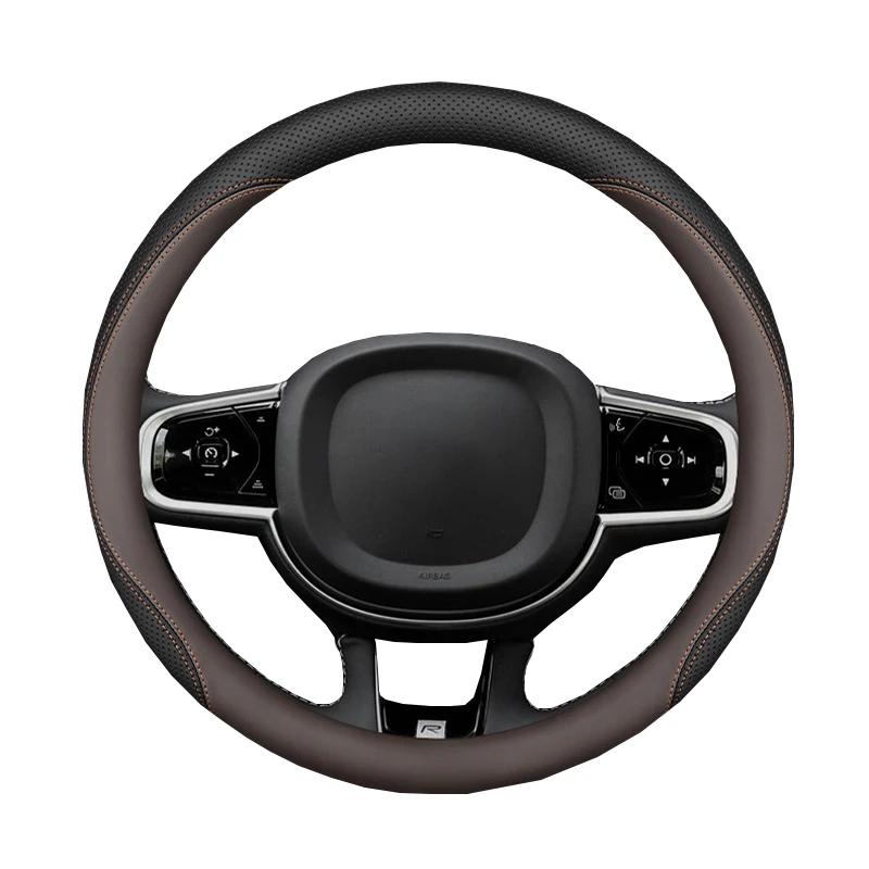 High Quality Leather Car Steering Wheel Cover Wrap Holder for Volvo XC60 S90 S60 XC40 S60l Braid on Steering-Wheel Protector