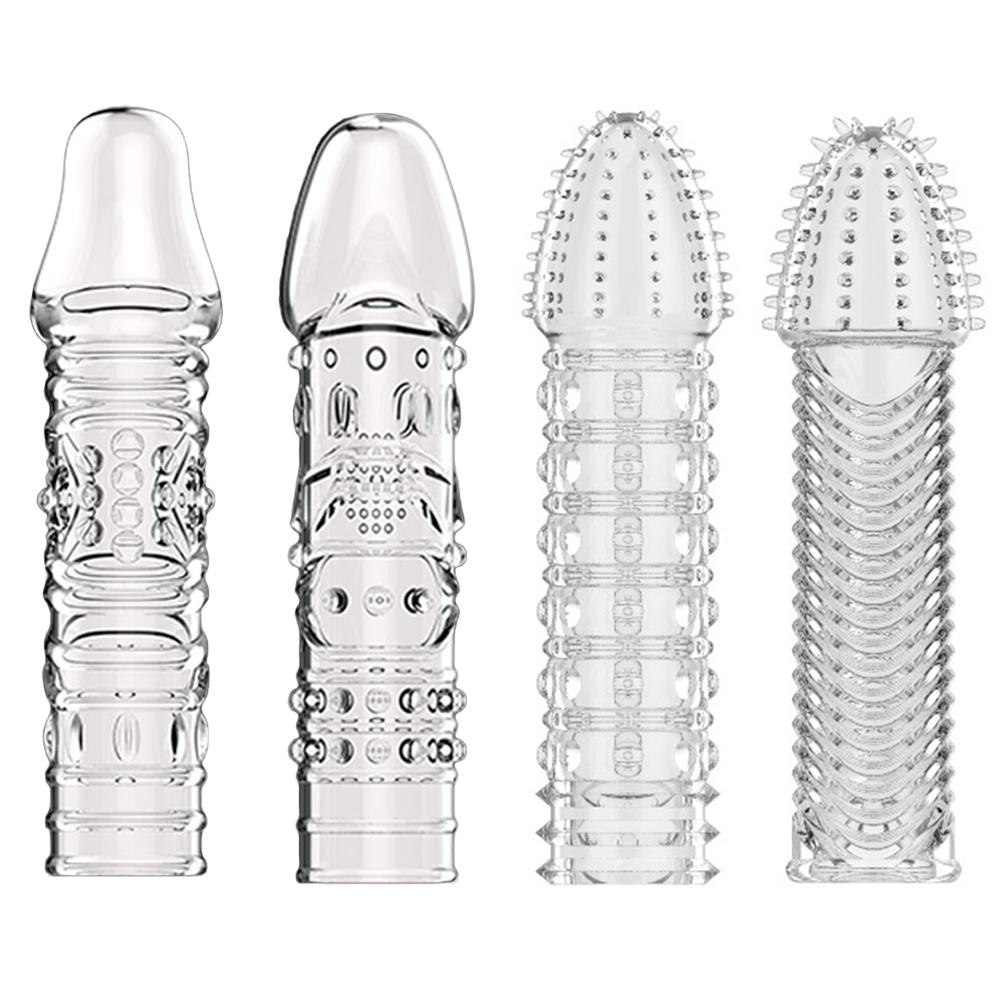 Reusable Clear Penis Extension Sleeve Girth Enhancer Delay Ejaculation Sex Toy