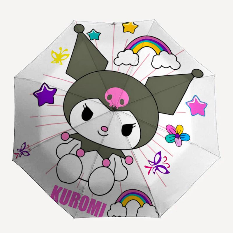 

1PC Kuromi Pattern Automatic Folding Umbrella, Portable Collapsible Design, Casual Outdoor Accessory, For All Seasons yy250912038