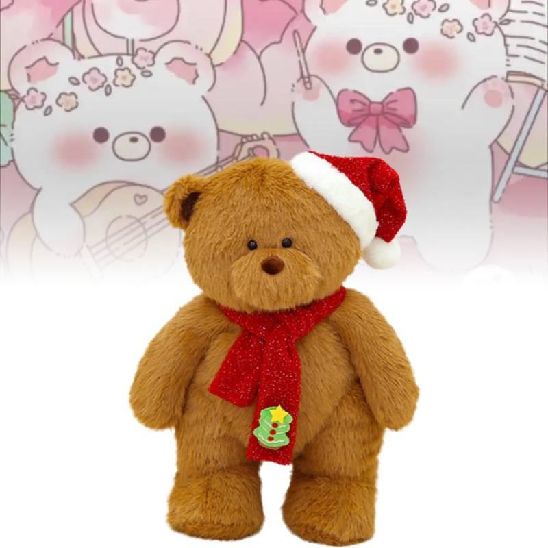Teddy Plush Bear Toys Santa Hat Scarf Cartoon Animals Fill Doll Christmas Gifts