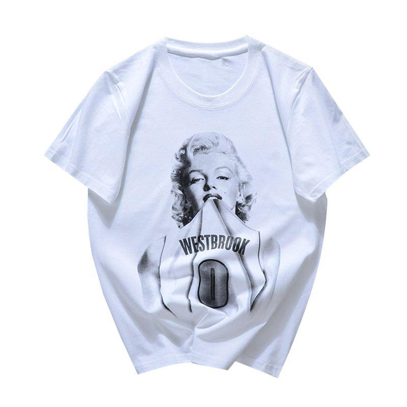 

Europe and The United States Fashion Brand Street Monroe Prints Hip Hop Short Sleeve NBA Star James Bryant 24 Sports Tshirt Men S