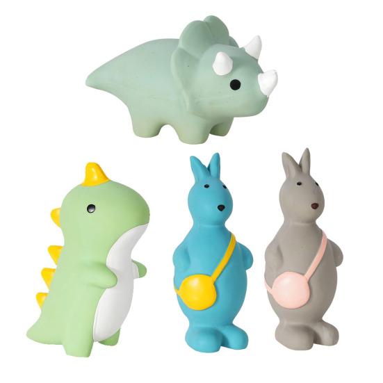Squeaky Dinosaur Dog Chew Toy Bite Resistant Aggressive Chewer Latex Kangaroo Interactive Toy Small Dog Teething Cleaning Boredom Toy