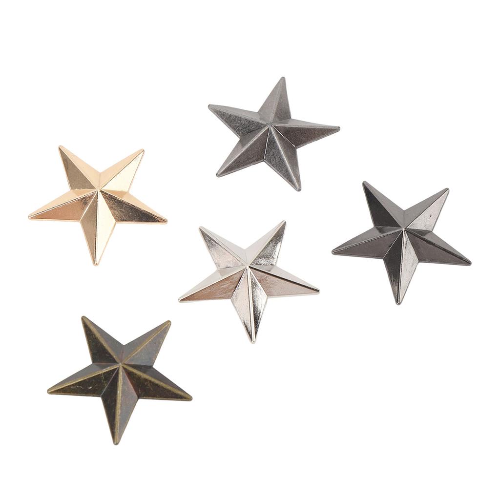 20 Set Stjärnlegeringsnitar 5-uddiga stjärnor Nitar Läderhantverksdekorationer 31mm Guld Silver Svart