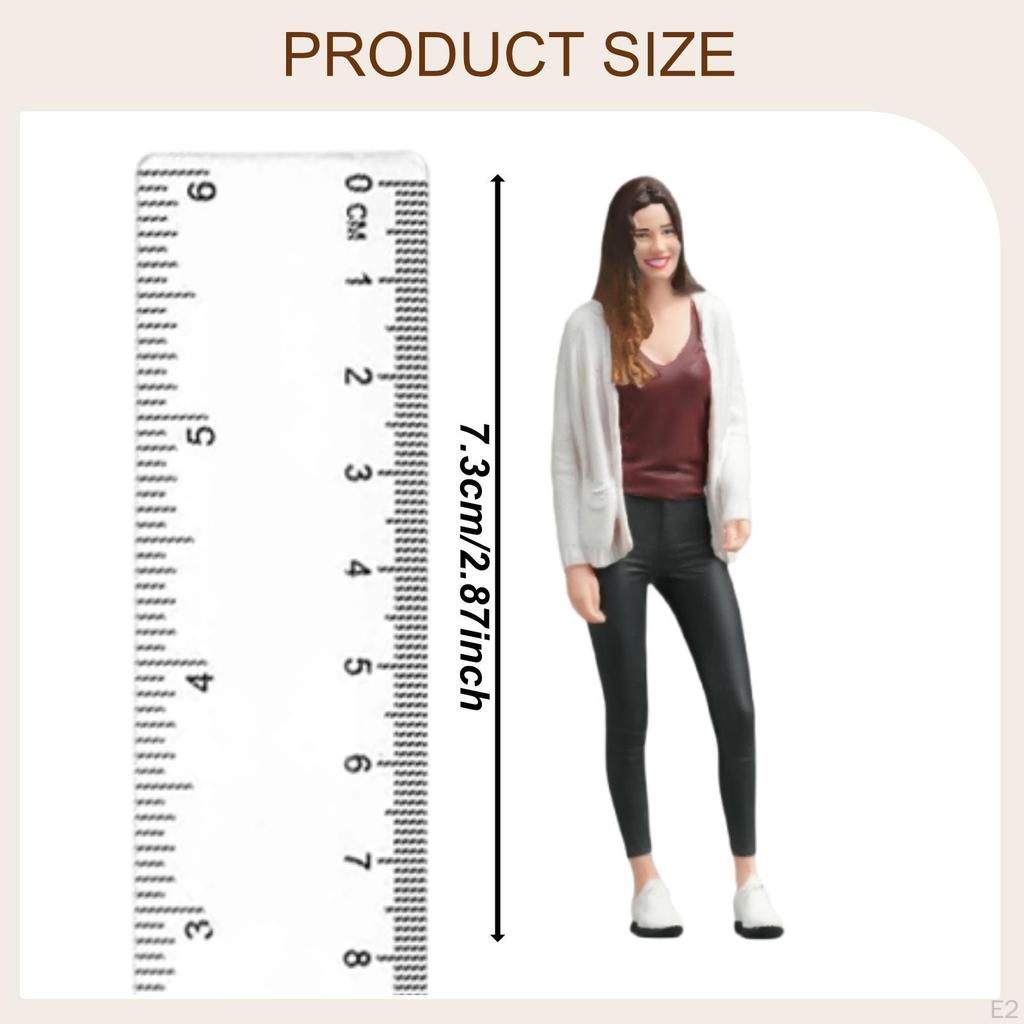 1:24 Girl in Sweater Model Miniature Standing Dioramas Mini Long Hair Female for Desktop