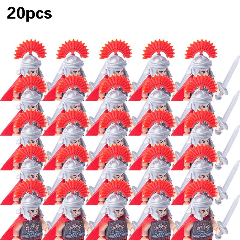 Set militari medievali Action figure Blocchi da costruzione Mattoni Cavaliere romano Soldato spartano Elmo Spada ArmiGiocattoli per bambini