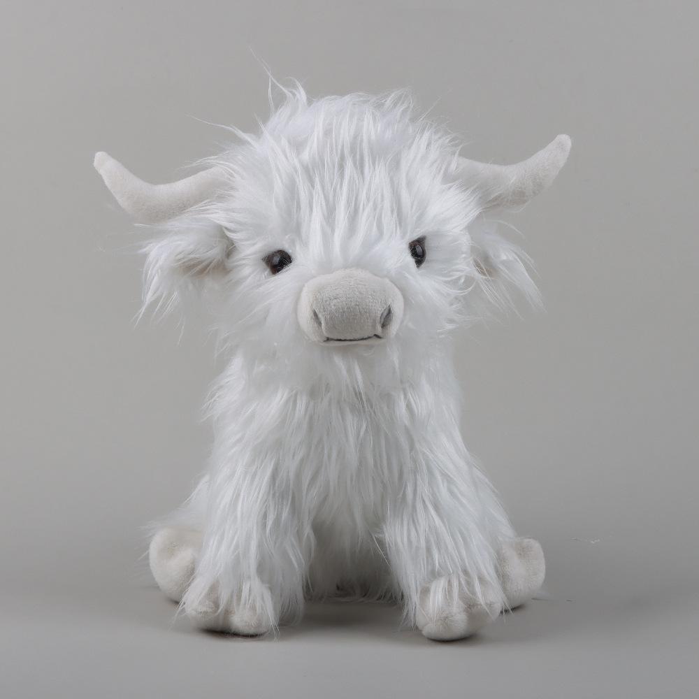 

Scottish 94in Highland Cow Plush Toy White Simulation Longhaired Doll Kid Gift