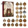 Christmas Advent Calendar Calendar, Acrylic 2D Flat Crystal Ball Pendants with Lanyard, Surprise Gifts 24 Day Tree Hanging Ornament for Home