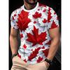 Canada Maple Leaf Flag 3D Print Men's T-Shirt, Fashionable Street Style Crew Neck Short Sleeve Casual Sports