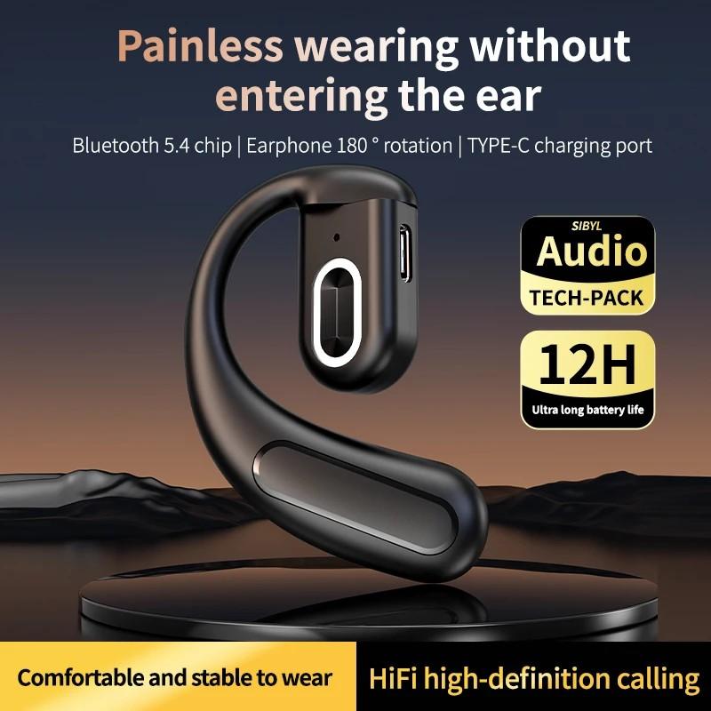 Åpne trådløse øretelefoner Bluetooth 5.4 Sport Business Musikk Ørekrok 180° Rotasjonsjustering Venstre og høyre headset