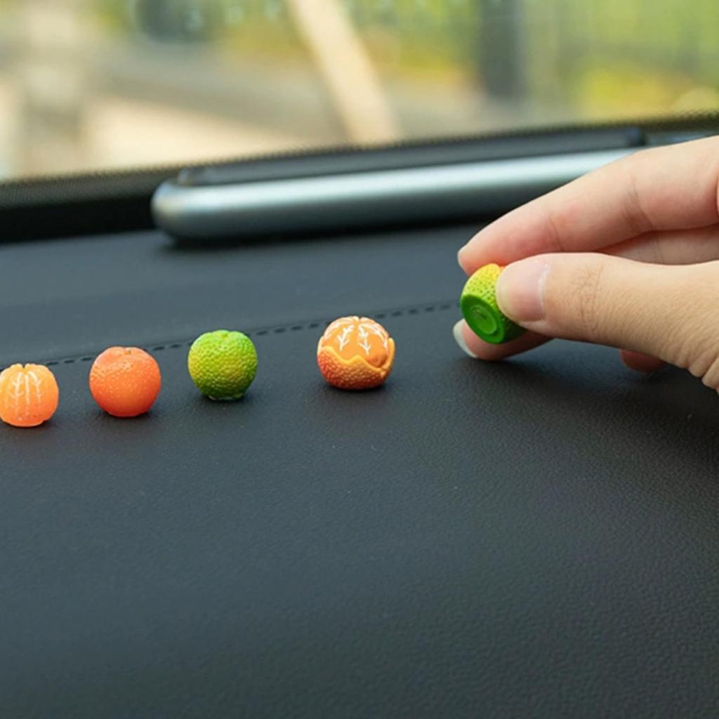 Autozubehör 5-teiliges Set Mini Orange Niedlich Auto Armaturenbrett Mittelkonsole Rückspiegel Dekoration Klebrig Exquisites Geschenk