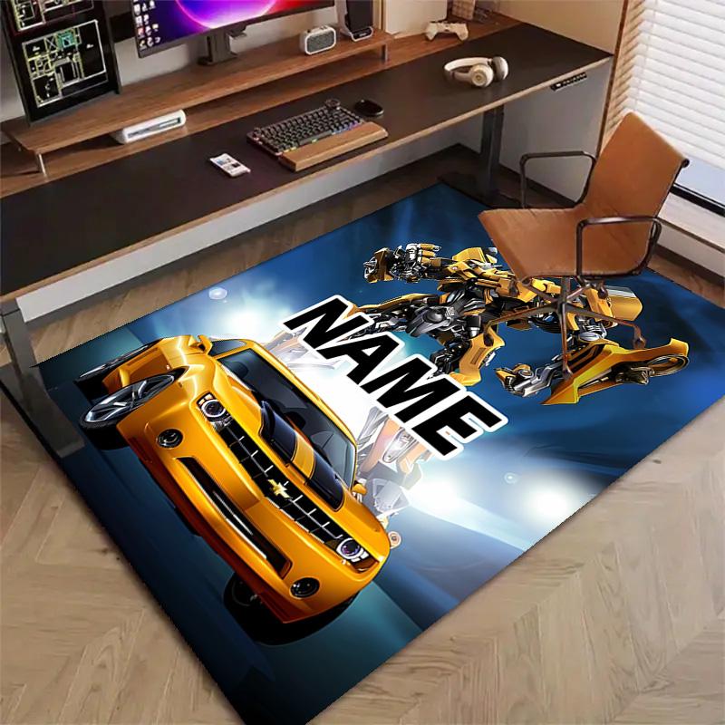 Custom Bumblebee Mat Personalized Name, Polyester Washable Indoor Entryway Rug, Gift for Christmas, Easter, Thanksgiving Day