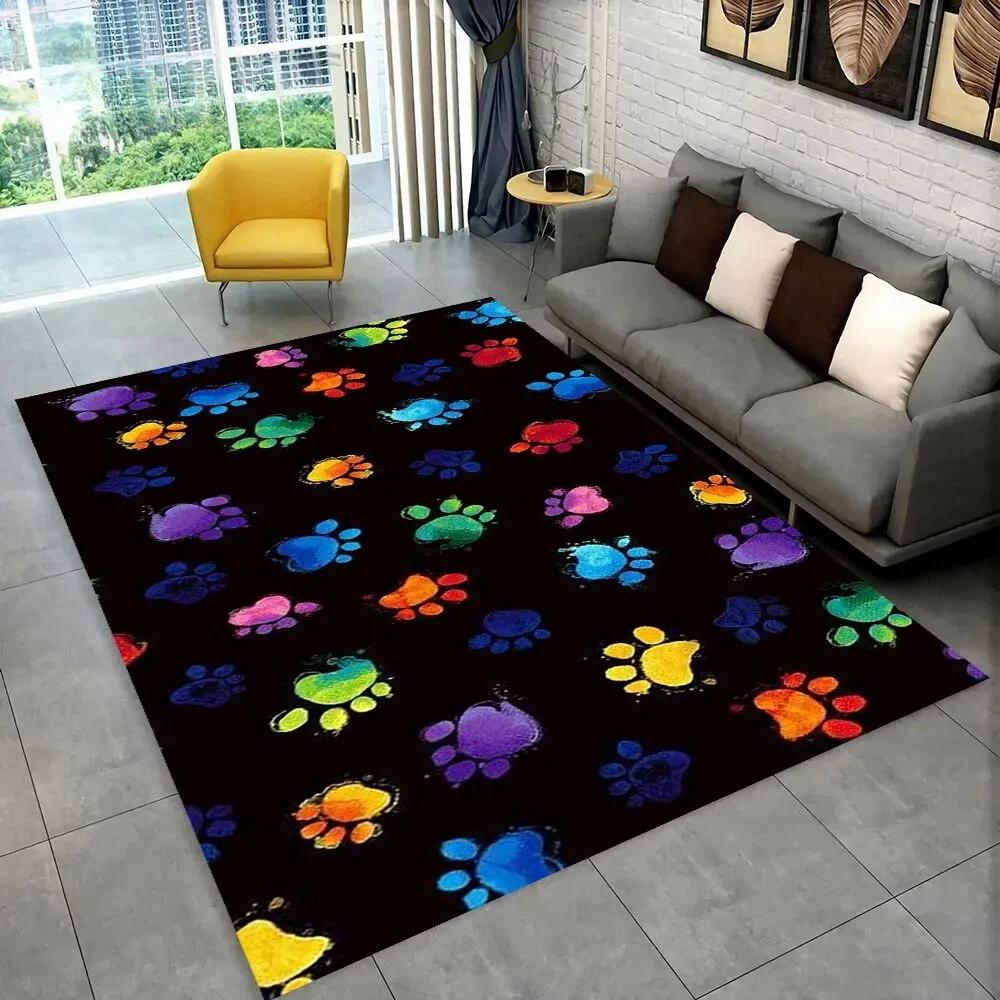 Pets Footprint Sole Series 3D Area Rug Large, Kids Non-slip Floor Mat Carpet Rug for Living Room Bedroom Sofa Doormat Decoration