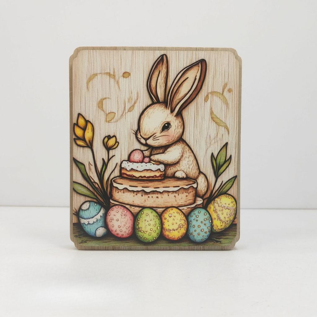 Wooden handicrafts, rural ornaments, cute Easter rabbits, Easter party gifts