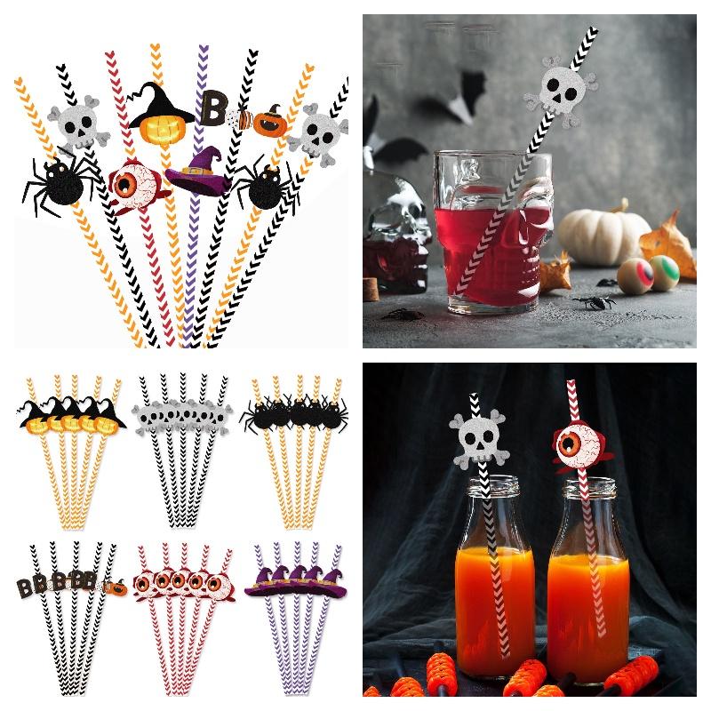 Eye-catching Halloween Pumpkin And Spider Straw Attachments
