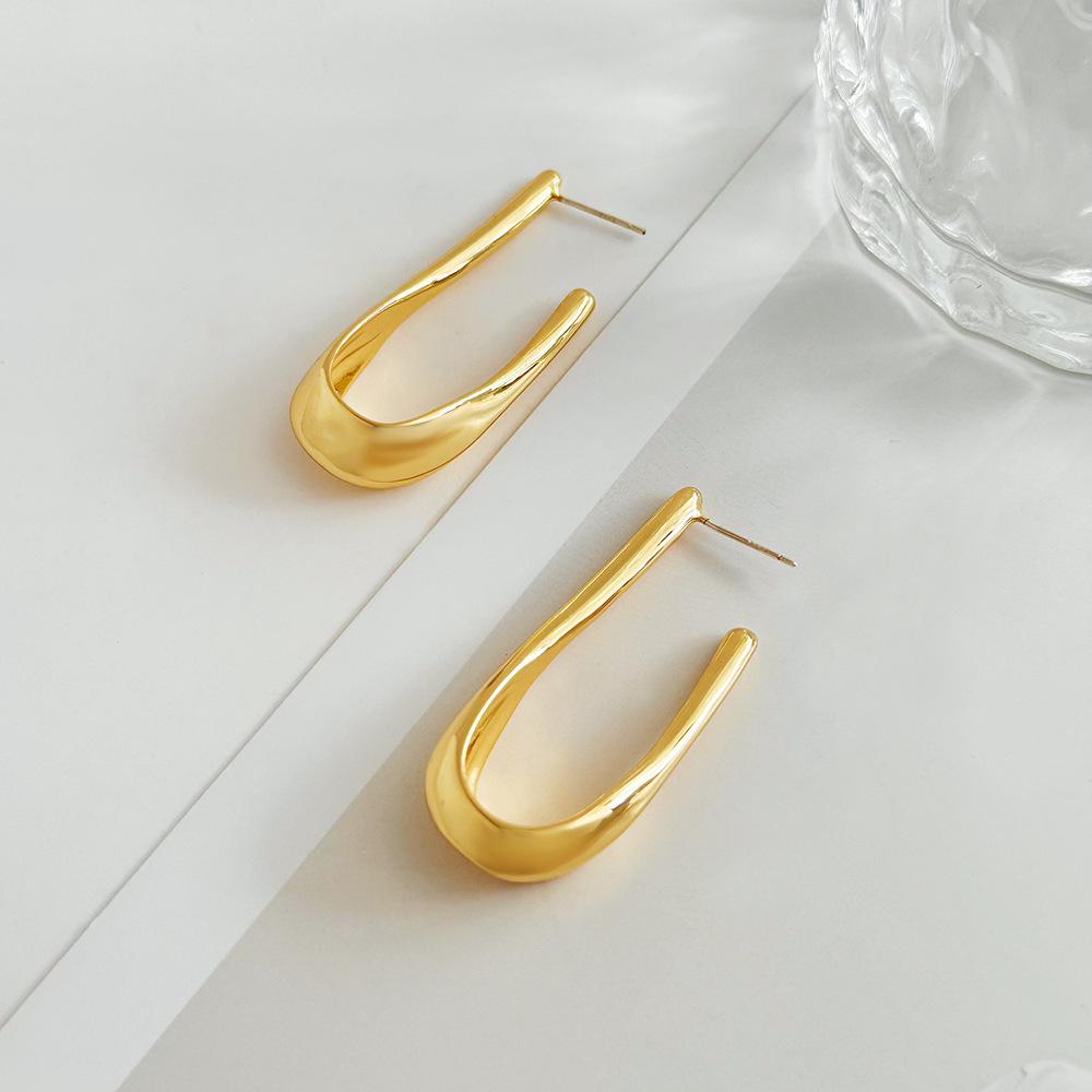 18k Gold Electroplated Geometric Water Drop Earrings - European & American Fashion