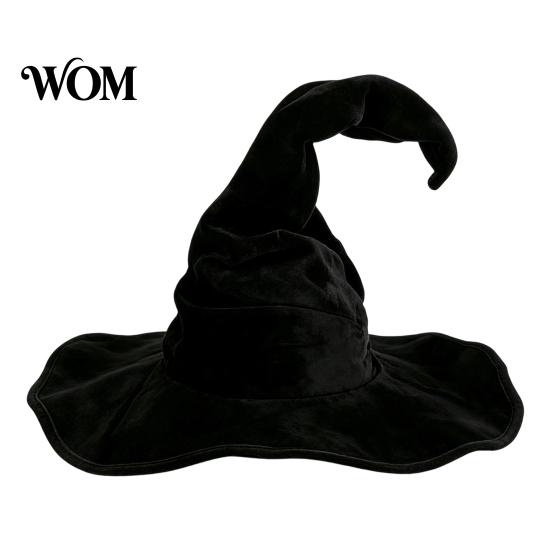 Decorative Hat for Holiday Events Witch Women, Large Ruched Velvet Wizard Halloween Party, Cosplay Costume, Stage Performance Accessory Lightweight