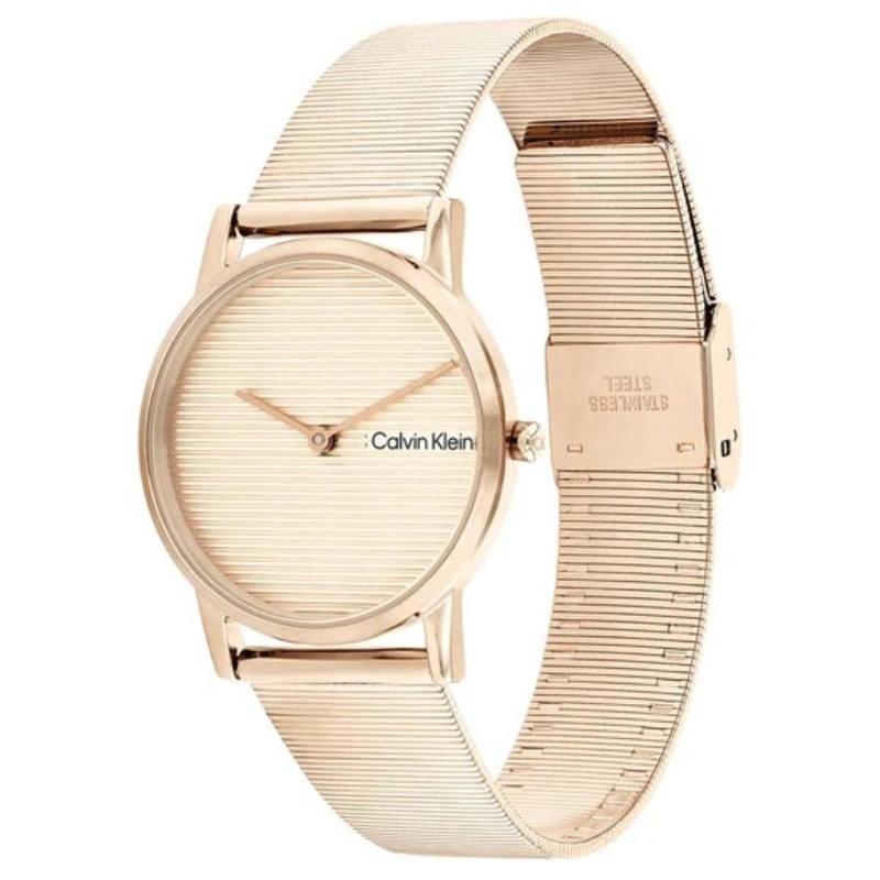 Calvin Klein Watch Quartz Movement Steel Strap 30mm Rose Gold Dial Women's Watch 30 Meters Waterproof 25100036