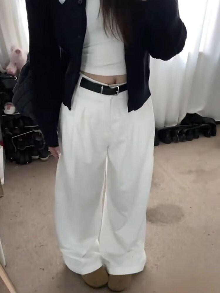 High-Waist Wide-Leg Retro Drape Jeans for Petite Women