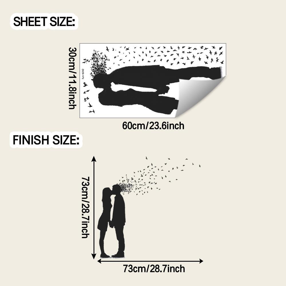 

Креативные наклейки-силуэты целующейся пары на День святого Валентина для украшения стен гостиной и спальни