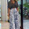 Women's Two Piece Set V Neck Crop Top Floral Wide Leg Pants Summer Outfit