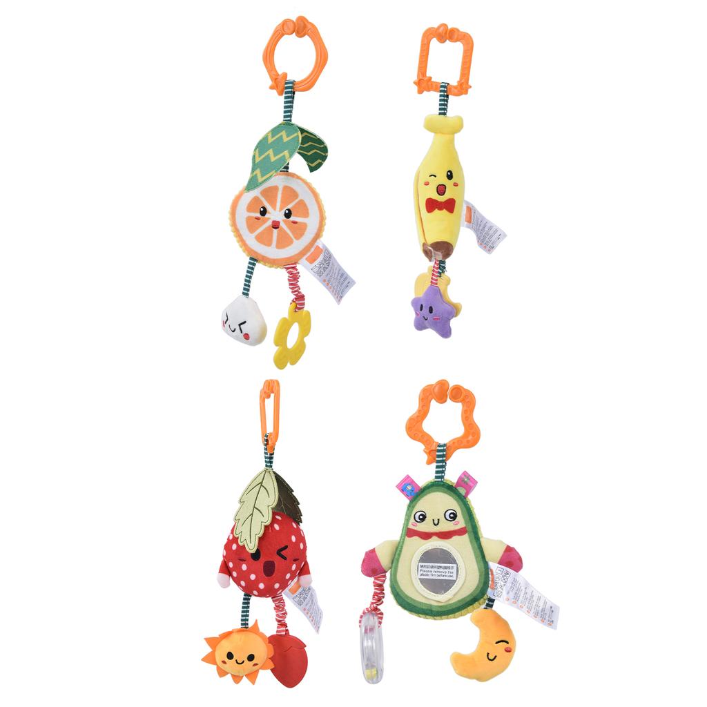 4Pcs Carseat Toys Polyester Fiber Fruit Design Cute Appearance Visual Development Colorful Bibi