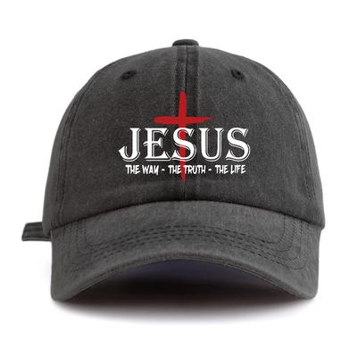 1 Stuk JEZUSKRUIS Print Gewassen Baseballpet Klassiek Casual Stijlvol Perfect Cadeau Voor Families En Vrienden