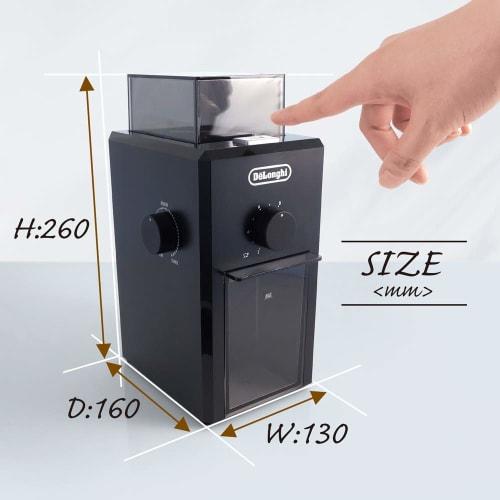 DeLonghi De'Longhi mlýnek na kávu KG79J tenký typ kávových zrn 120 g Snadná obsluha Hrubé až jemné mletí Odnímatelná nádoba Bezpečnostní design Power Co
