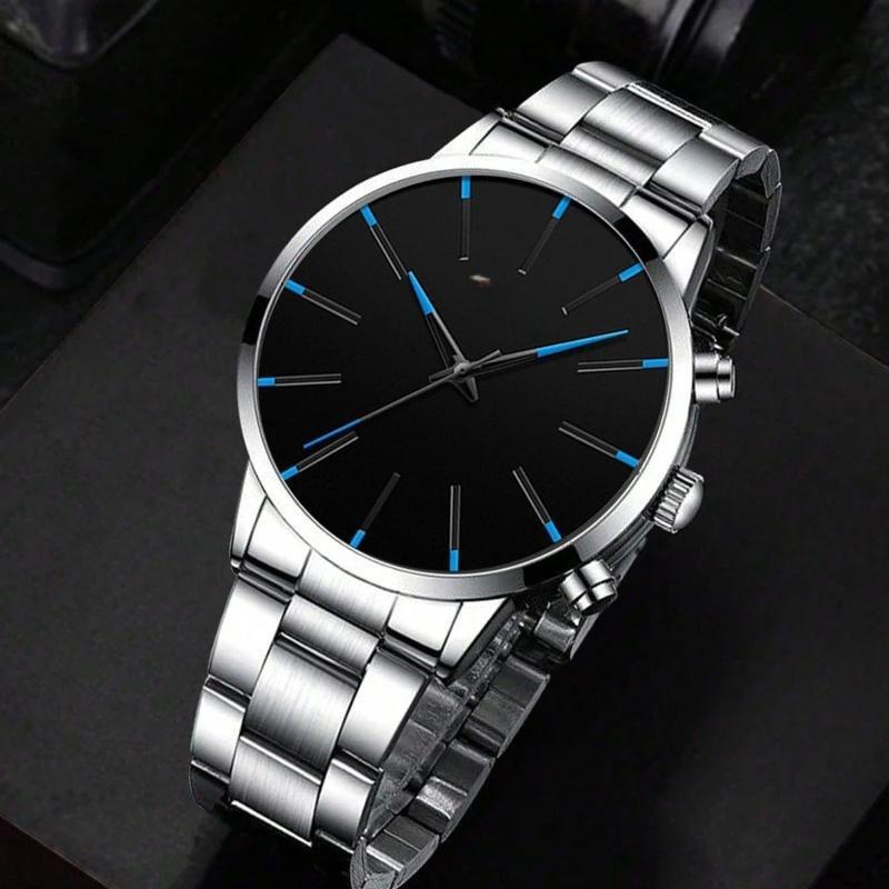 1 Set Fashionable Business Men'S Watch Necklace Ring Stylish Men'S Quartz Watch Christmas Halloween Gift